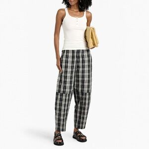 GANNI Plaid Curve Trousers Organic Cotton